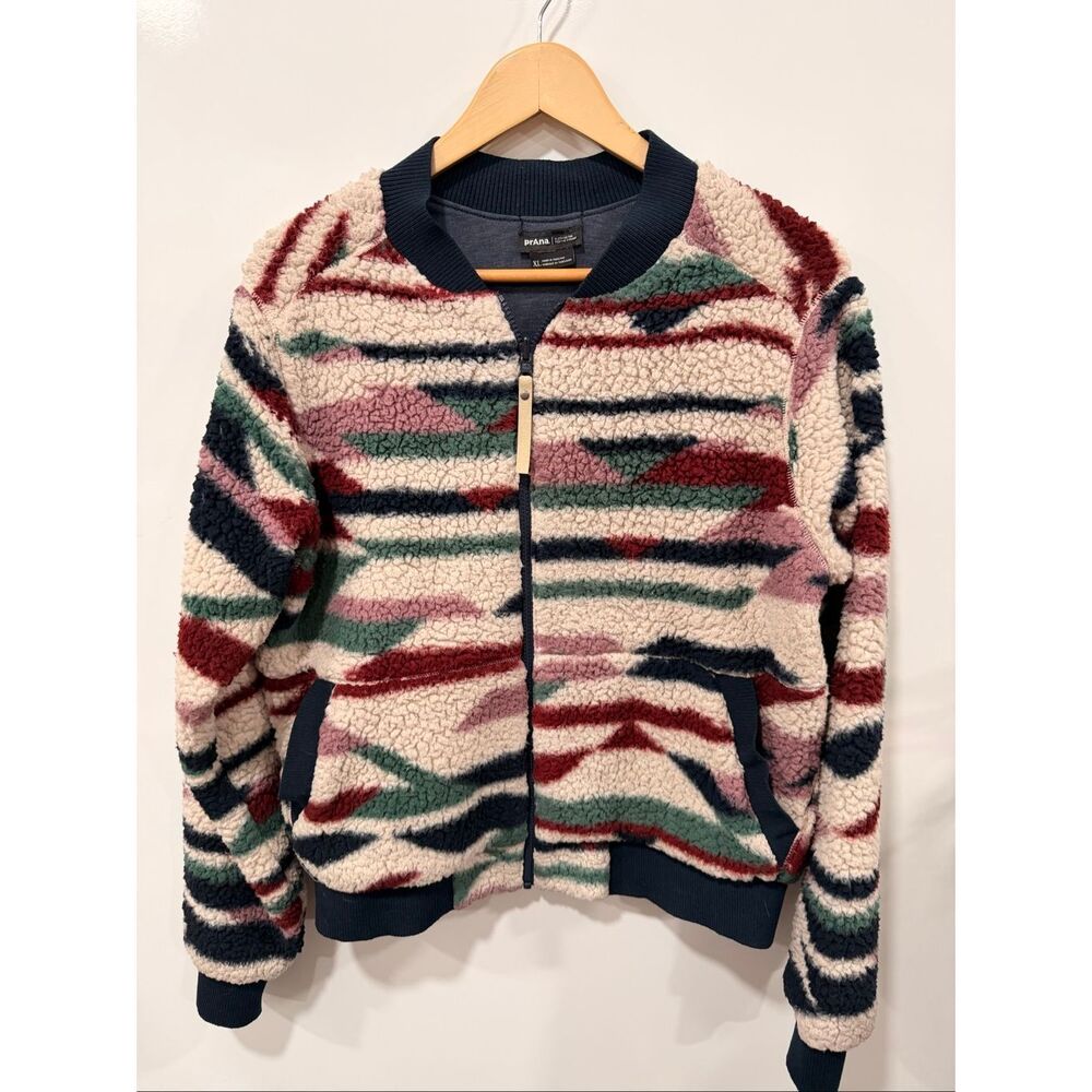 prAna Sherpa‎ Fleece Bomber Jacket XL Aztec Print